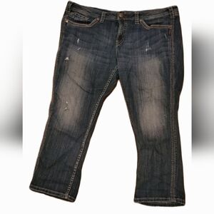 Silver Jeans Distressed Blue Jean Capris